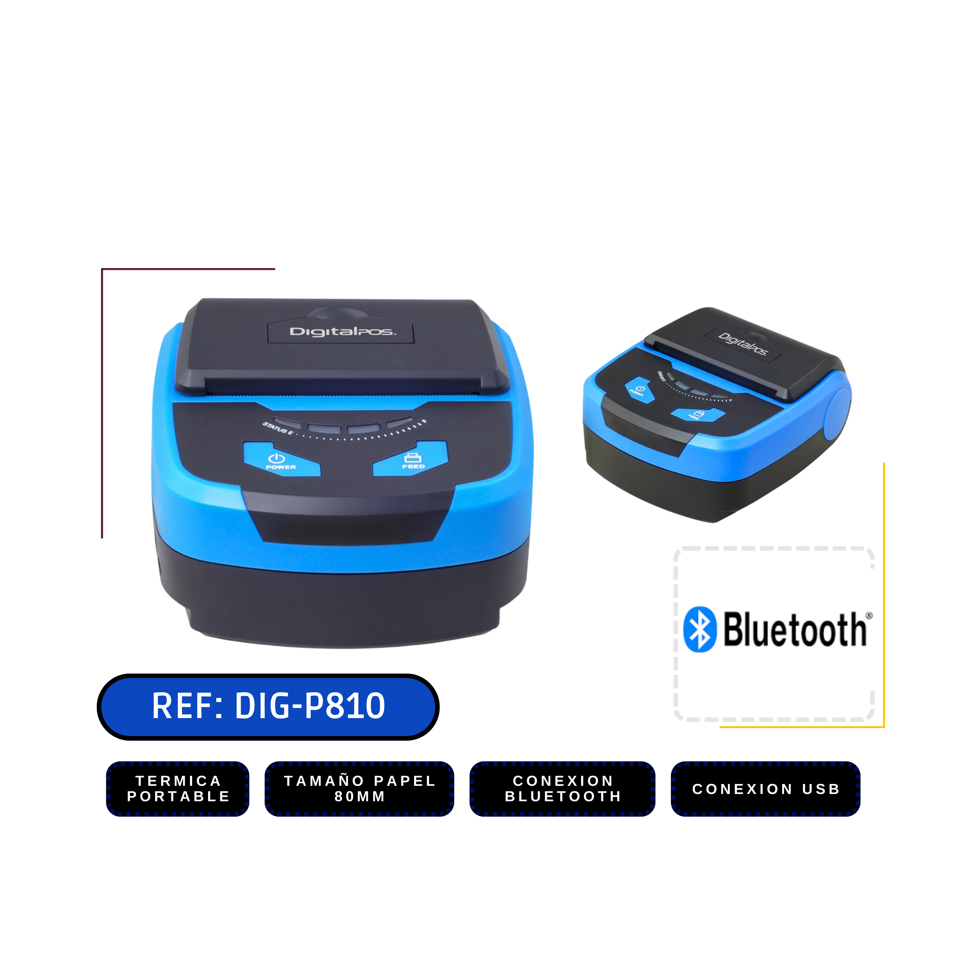 Impresora térmica portátil 80mm con interfaz Bluetooth + USB - Promart